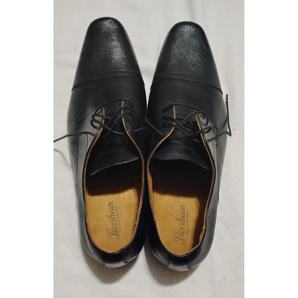 Florsheim Postino Mens Black Leather Chiseled Cap Toe Oxford Dress Shoes Size 13